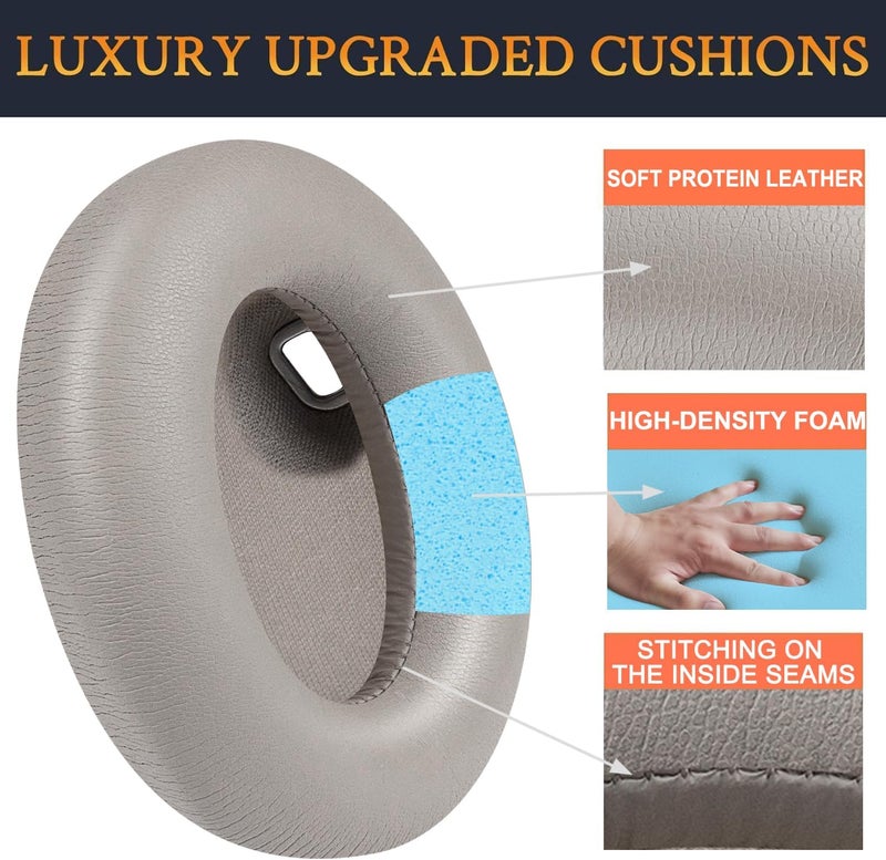 SoloWIT Replacement Earpads for Sony WH-1000XM4 (WH1000XM4) Headphones, Ear Pads Cushions with Noise Isolation Foam, Added Thickness, Without Affecting Sensor - Grey - Image 4